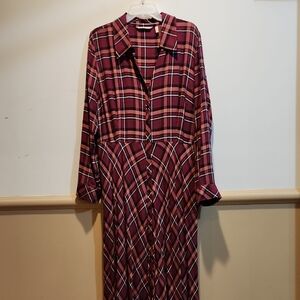 Plaid Button-Up Dress